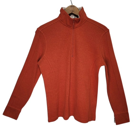 Orvis Women's 1/4 Zip Pullover Sweatshirt Orange Size XS 100% Cotton - Picture 1 of 13